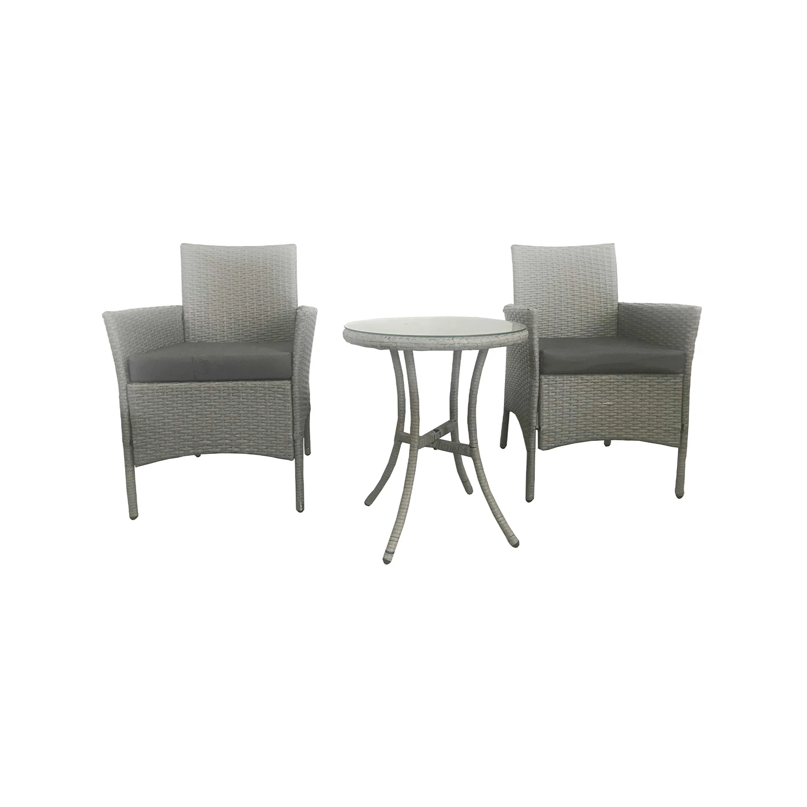 Flash Sale β€οΈ Marquee 3pcs Steel Rattan Glass Setting Grey Other - To Australia π