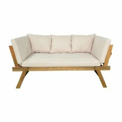 Hot Sale 😀 Marquee Timber Daybed 190 X 82 X 70cm Cream - To Australia 🔔