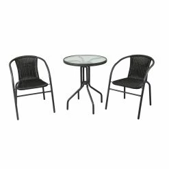 Cheapest 🔔 Australia Sale - Marquee Black 3 Piece Wicker Bistro Set ✨